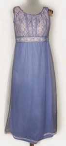 Vintage Shannon Lee Nightgown Periwinkle Nylon Layered Lace Trim - Size Medium - Picture 1 of 4