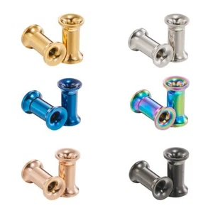 6Pairs-Mix color Surgical Steel Screw Tunnel Plugs Hollow Ear Expander Gauge ... - Picture 1 of 5