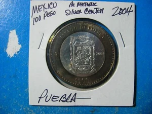 2004 PUEBLA MEXICO 100 PESOS BI-METALLIC .999 SILVER CENTER - Bild 1 von 2