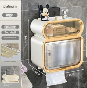 Bathroom Wall-Mounted Waterproof Tissue Roll Holder Toilet Tissue Dispenser - Picture 1 of 5