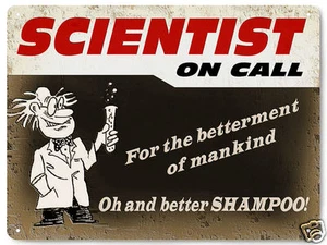 SCIENZIATO su chiamata insegna in metallo divertente stile vintage laboratorio regalo ufficio decorazione parete 225 - Foto 1 di 1