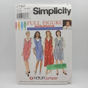 Simplicity 7162 Women's Jumper Dress V or Scoop Neck Sizes 18W-24W Uncut - Picture 1 of 6
