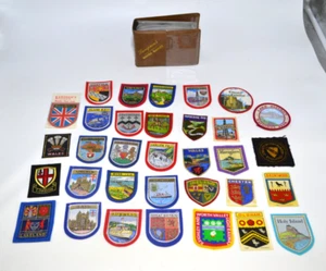 33 X Vintage Woven Badges & Sampson's Badge Folder Tourist Patch Souvenirs 1960s - Picture 1 of 19