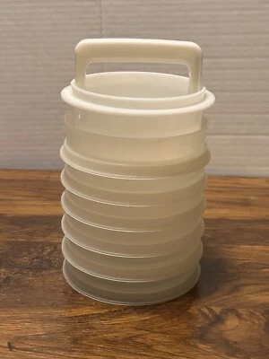 VTG Tupperware 4” Hamburger Patty Press Keeper Set 883 Lot Of 8pcs No Lid - Image 1 of 4