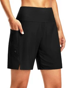 Women's 7" Long Swim Board Shorts High Waisted Quick Dry Beach Swimming Short... - Picture 1 of 7
