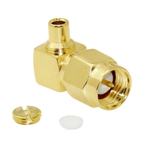 1PC SMA Male Plug/RP Right Angle RF Coax Connector Solder for RG402/RG405 Cable - Picture 1 of 8
