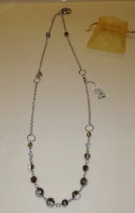 Cookie Lee Multi Ring Convertible Necklace 2 Tone Faceted Beaded 17" NWT - Picture 1 of 7