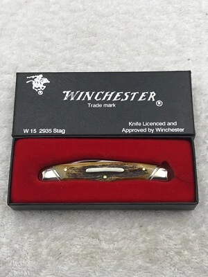 Winchester Trade Mark 1991 W15-2935 2 Blade Swell Center Stag Folder Made In USA - Image 1 of 4