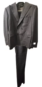 ✳️Duty Free✳️SAMUELSOHN Double Breasted  2 Piece Madison Gray Wool Suit 42R W36 - Picture 1 of 6