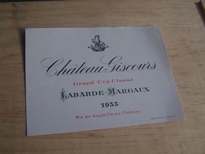 étiquette vin chateau giscours 1933 Margaux grand cru classé wine label - Photo 1/2