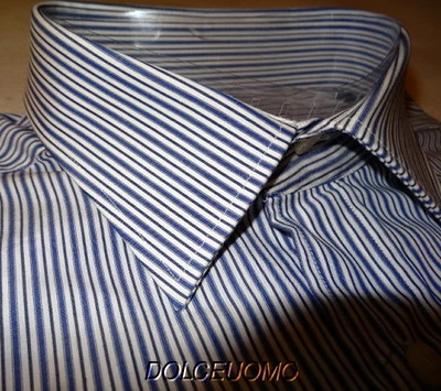 NUEVO $298 Hombres CAMISA DE VESTIR VALENTINO ROMA 16 41 EU 37 SL Azul Oscuro RAYAS BLANCAS Foto 1 de 4