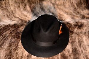 Royal Stetson Fedora Hat Sutley  Black 7 1/8