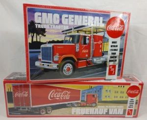 Set of 2 AMT Coca Cola Model Kit 1/25 Scale GMC General Truck Tractor & Trailer - Picture 1 of 10