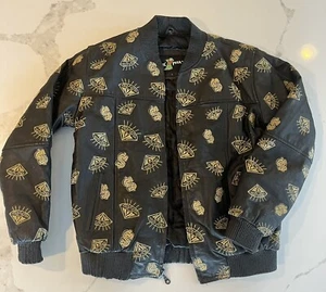 Lil Phat Leather Jacket Coat Embroidered Diamond Money Sign Child L/Womens S - Picture 1 of 6