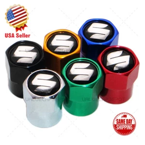 Hex Suzuki Logo Emblem Car SUV Wheels Tire Air Valve Caps Stem Dust Cover Sport - Picture 1 of 11