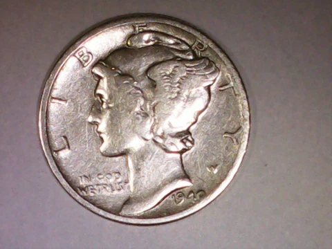 Vintage 1940 P Mercury Dimes, 90% Silver, Better Semi-KEY Date 10C Coin Cover