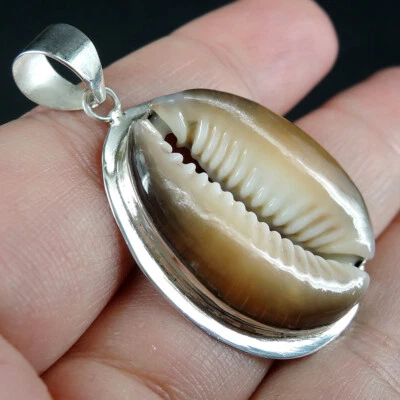 Gioielli con ciondolo in argento sterling 925 marrone naturale conchiglia di ... - Immagine 1 di 4