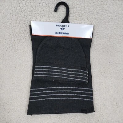 Bufanda y gorro Dockers para hombre punto de máxima calidez gris carbón OS NUEVO CON ETIQUETAS Foto 1 de 4