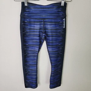 Reebok Girls Work Out Pants Stretch Leggings Blue Gray Striped Size XS - Picture 1 of 5
