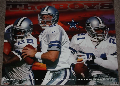 1996 Costacos Dallas Cowboys The Boys 20x16 Poster | Troy Aikman Deion Sanders Cover