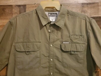 Columbia Mens XCO Fishing Shirt Short Sleeve Vented 69724 Khaki Green Sz XLarge  - Image 1 of 4