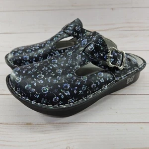 Alegria Floral EU 37 Black Floral Mary Jane Platform Shoes Classic Work Pretty - Picture 1 of 12