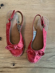 Life Stride Espadrille Shoe Red Slingback Bow Women’s 8 1/2 Preloved - Picture 1 of 10
