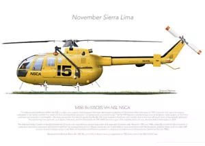 MBB Bo 105CBS VH-NSL NSCA 1985 print - A3+ Profile Print - Foto 1 di 4
