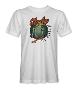Skate Till Death Skateboarding Skeleton Herren/Unisex T-Shirt - Bild 1 von 7