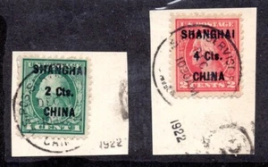 US 1922 CHINA US POSTAL SERVICE IN CHINA CANCELS TYING SC. K17-K18 ON PIECE - Picture 1 of 1
