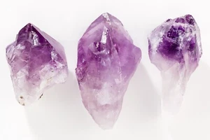 Amethyst Quartz Crystal Points Natural Grade A Stone Purple Reiki Lot of 3 H1426 - Picture 1 of 19