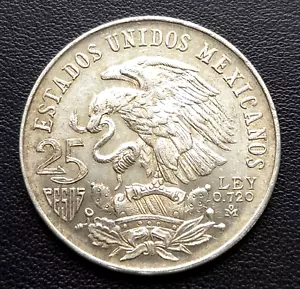 1968 Mexico Olympics 25 Pesos Silver Coin - Great Condition - Foto 1 di 2