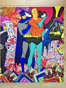 Street Art Original Mixed Media Painting on Paper Mr Clever Art 20x24 batman - Picture 1 of 1