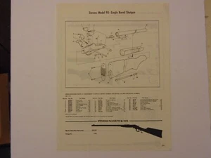 STEVENS 95 Single Barrel SHOTGUN Parts assembly Diagram 1980's catalog  print ad - Picture 1 of 1