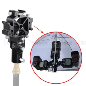 Soporte Speedlight de montaje de 3 zapatillas para paraguas flash difusor/soporte de luz - Imagen 1 de 1