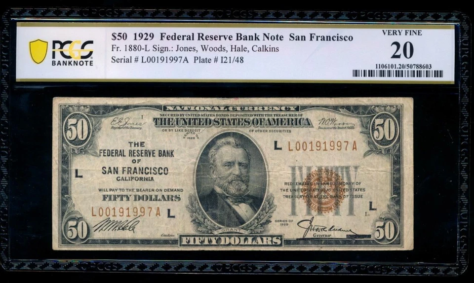 AC 1929 $50 FRBN San Francisco PCGS 20 Fr 1880-L - Image 1 of 2