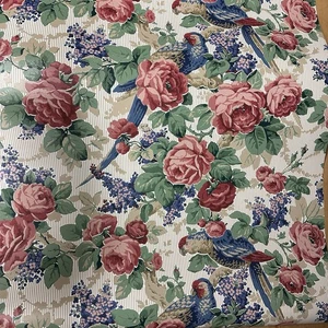 4 Seabrook Double Wallpaper Prepasted Floral Birds Stripes 60.75 Sq Ft SK1509 - Picture 1 of 7