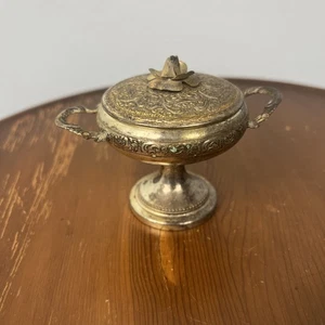 Vintage Made in Italy Silver Plated Decorative Sugar Bowl Ornate - Picture 1 of 9