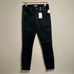Jeans skinny cerati neri Good American Good Legs taglia 12/31 nuovi con etichette - Foto 1 di 11