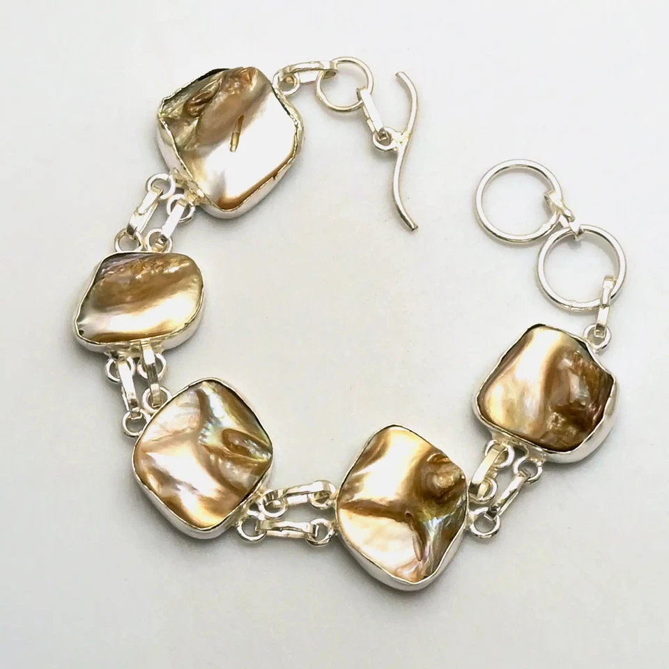 Biwa Pearl Gemstone Handmade Bracelet Jewelry 21 Gms Gift For Women AB 23497 - Image 1 of 1