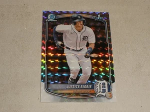 2025 Bowman Chrome Prospects Geometric Refractor #215 Justice Bigbie 021/499 - Picture 1 of 2
