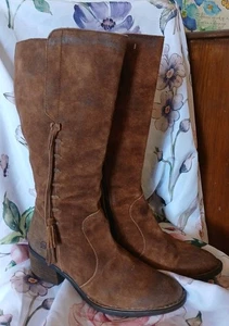 Damenstiefel Größe 8 Born braun Leder Quaste groß Bohemian - Bild 1 von 11