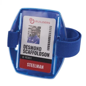 Squids 3386 Vinyl Arm Band ID/Badge Holder,Blue - Picture 1 of 9