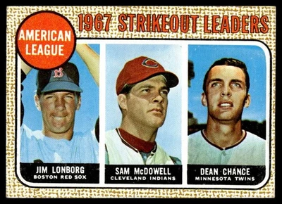 1968 Topps 1967 Strikeout LL Jim Lonborg/Sam McDowell/Dean Chance #12 C18 - Image 1 of 2