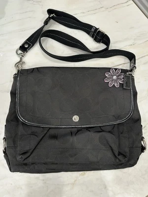Bolso Bandolera Mensajero Coach Kyra Signature Real Negro Jacquard F16553 Foto 1 de 4