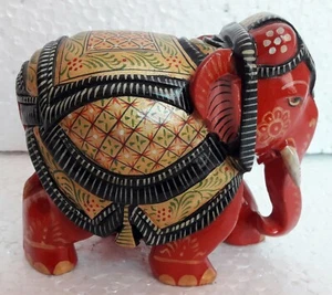 12 x 6 x 11 CM Wooden Hand Painted Elephant Indian Unique Painted Home Decor Art - Picture 1 of 5