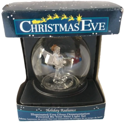 Ángel con niño adorno de vidrio fino iluminado resplandor navideño Nochebuena Foto 1 de 4