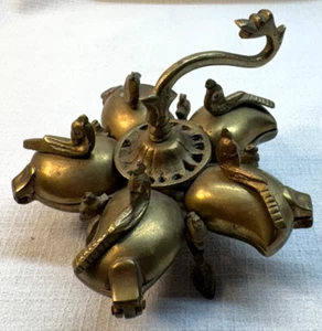 Vintage Brass 5 Compartment Incense or Spice Container-Bird Design-Unmarked - Picture 1 of 5