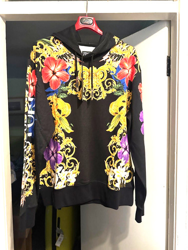 Felpa con cappuccio Versace Jeans Couture uomo nera logo patch stampa grafica £450