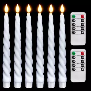 Spiral Flameless Taper Candles with Remote Timer, 6Pack 9.6 Inches Real Wax LED - Picture 1 of 12
